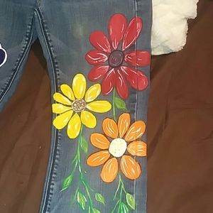 Hand painted jeans love and peace..💜✌